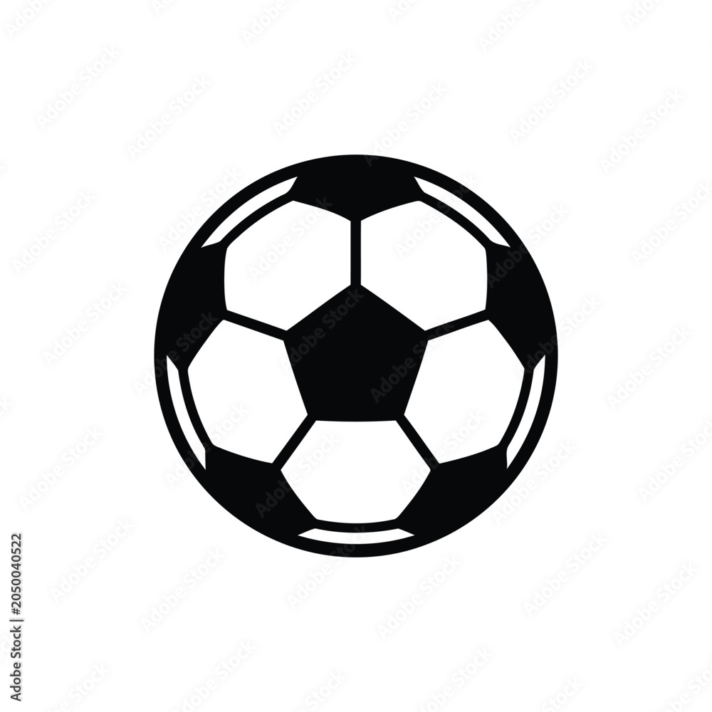 Naklejka premium Minimalist Football Ball Icon Black and White Sport Graphic. 