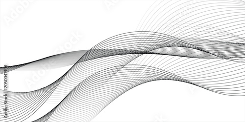 Lines for the background. Black stripes on a white background. Set of wavy lines. Multiple line waves. Creative line art. Grey waves with lines. Vector waves set. Curved wavy line  smooth stripe.