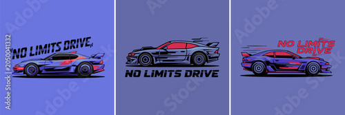 Retro pixel art sports cars with no limits drive text