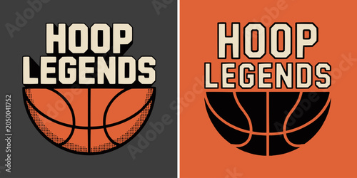 Quadro su tela Retro hoop legends basketball graphic design with bold typography text