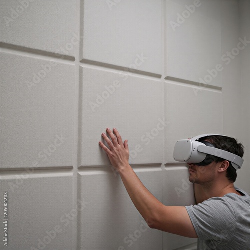 Patient using virtual reality headset for sensory therapy