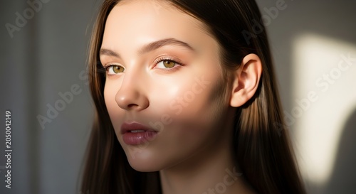 Young Asian woman with brown hair.