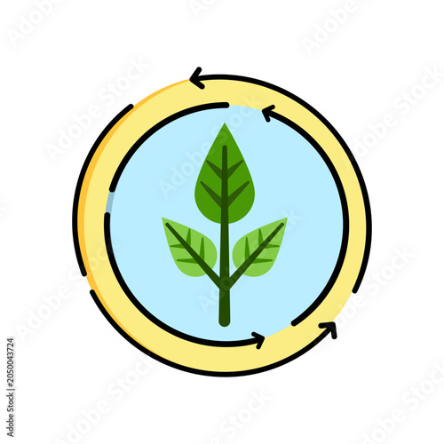 Eco-friendly or sustainability icon, symbolizing environmental awareness and the concept of a circular economy or recycling.