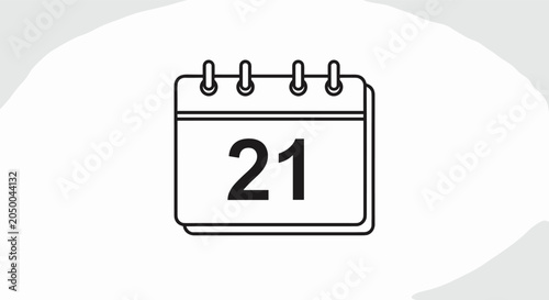 Minimalist calendar icon showing the number twenty one representing a specific date or appointment on a subtle background.