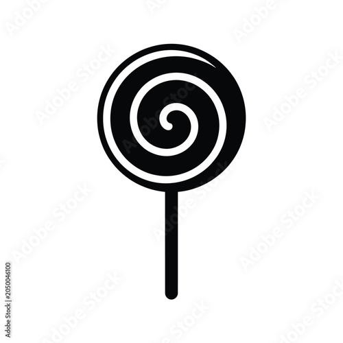 Spiral lollipop silhouette black and white vector illustration