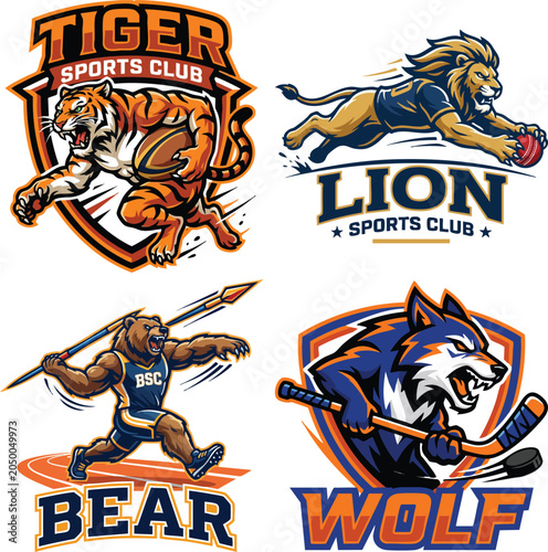 Sports team logos with animal mascots