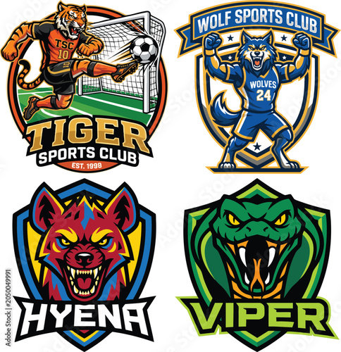 Sports team logos with animal mascots