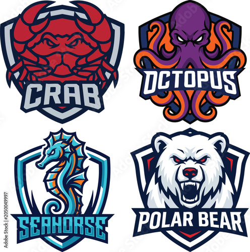 Sea and land animal logos