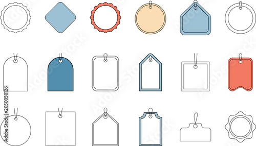 Blank Price Tag Collection Set Modern Retail Label Template Vector