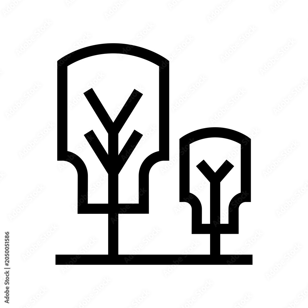 Fototapeta premium Minimalist Trees Park Nature Line Icon Vector Illustration