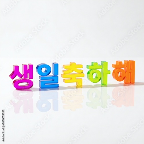 쨍한 컬러의 아크릴 블록 생일축하해 레터링
