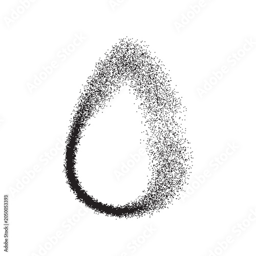 Black vector drop icon. Hand drawn graffiti style blob symbol with spray paint effect and aerosol painting texture — dribble sign