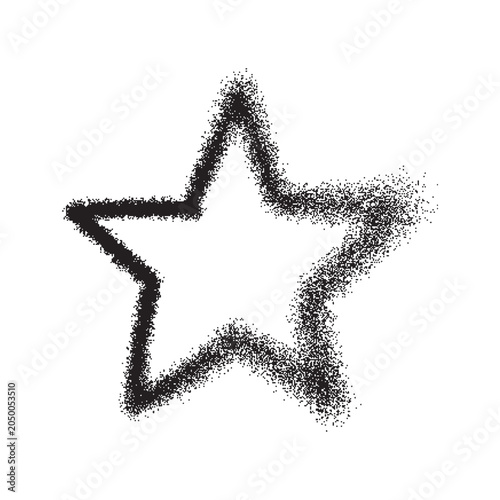 Black graffiti style star symbol with rough spray texture and hand drawn effect. Minimal vector isolated on transparent background for branding, badges, stickers, posters and modern graphic design.