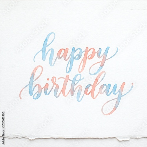 맑은 수채화 물감 번짐 Happy birthday 레터링