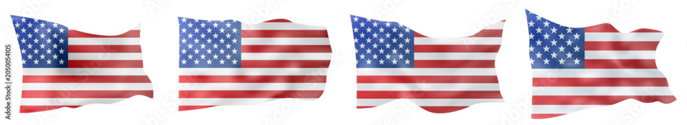 Obraz premium United States patriotic symbol with stars and stripes on golden pole. Isolated 3D vector illustration for national celebration, memorial, veterans day, independence anniversary.