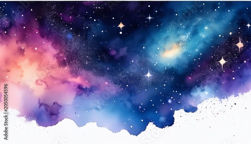 hand painted watercolor galaxy background genarative ai
