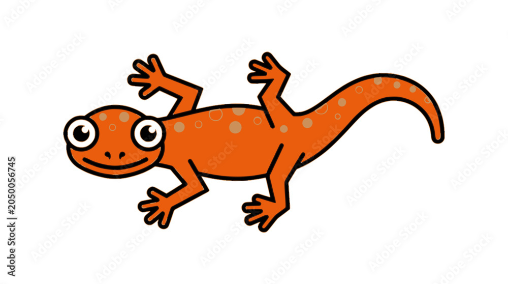 Fototapeta premium Salamander flat vector illustration cute cartoon icon design
