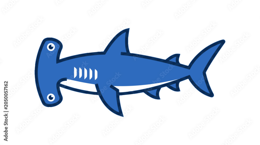 Fototapeta premium Hammerhead Shark flat vector illustration cute cartoon icon design
