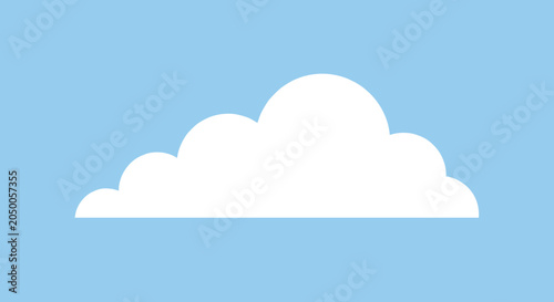 Fluffy white cloud illustrated on a clear light blue background to represent a peaceful sunny day in a minimalist style.
