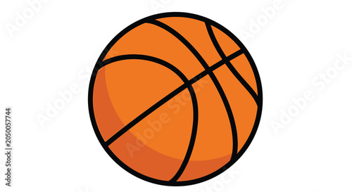 Classic orange basketball with black lines and realistic shading illustrated on a plain white background for sports themes.