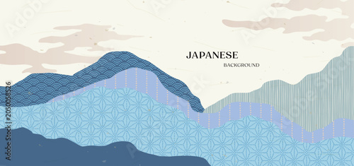 Obraz na plátne 抽象的な風景とクールな和柄の背景