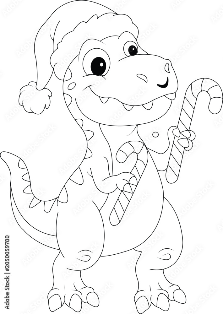 Fototapeta premium Easy Christmas Coloring Page with Santa Claus and Gifts
