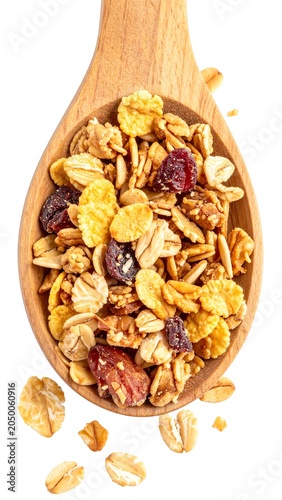 Granola In Wooden Spoon.