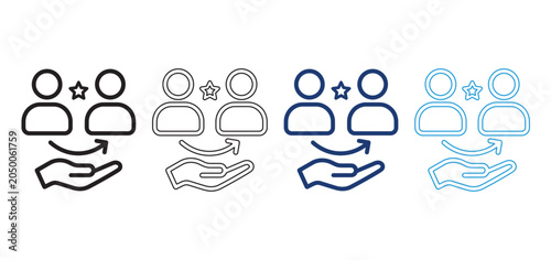 Billede på lærred Two people and star symbol above open hand representing human resources talent support