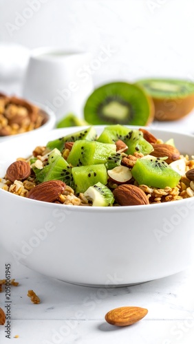 Granola with Kiwi  Almonds.