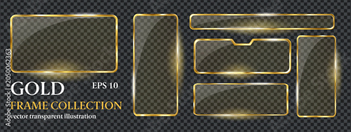 Bild auf Leinwand Golden 3d gold with frame button text for glass rectangle light