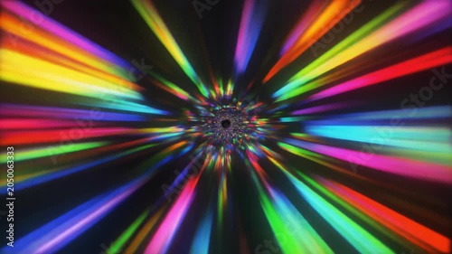 Abstract Colorful Light Tunnel Zoom Effect.