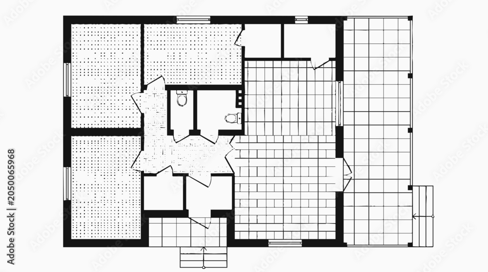 Fototapeta premium Professional architectural floor plan and blueprint showing a modern house layout and residential design for a creative architectural drawing project