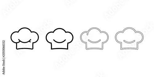 Chef hat icons for culinary profession restaurant cooking food service and gastronomy symbol collection with different outline styles isolated.