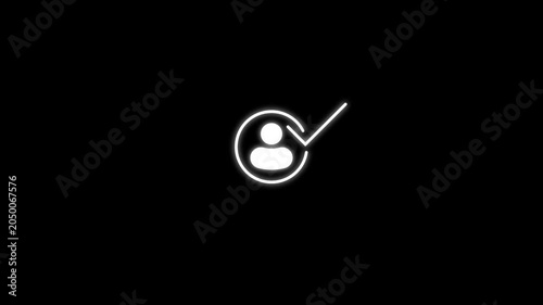 Minimalist user profile icon animation turning into a checkmark on a white digital screen . 4k animation .........