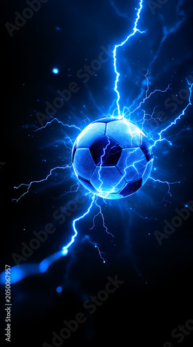  Football and World Cup Concept soccer ball hitting goal net in stadium lights