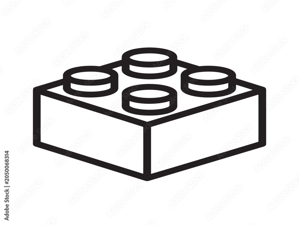 Naklejka premium Stacked Building Block Toy Brick Icon in Minimalist Line Art Vector Illustration