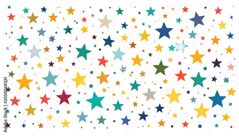 Obraz premium Multicolored Star Shapes Floating Downwards.