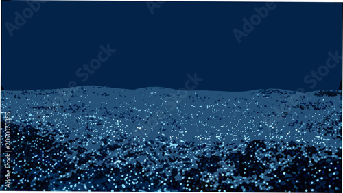 Bild auf Leinwand Dark blue undulating landscape illustration with textured surface and a flat hor