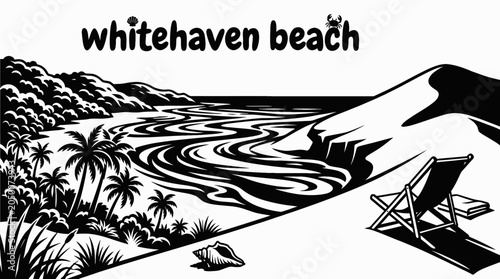 Картината върху платно whitehaven beach famous coastline ocean travel destination tourism scenic landsc