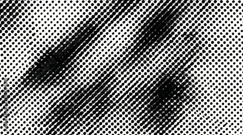 Black and white halftone pattern with diagonal lines and polka dots texture
