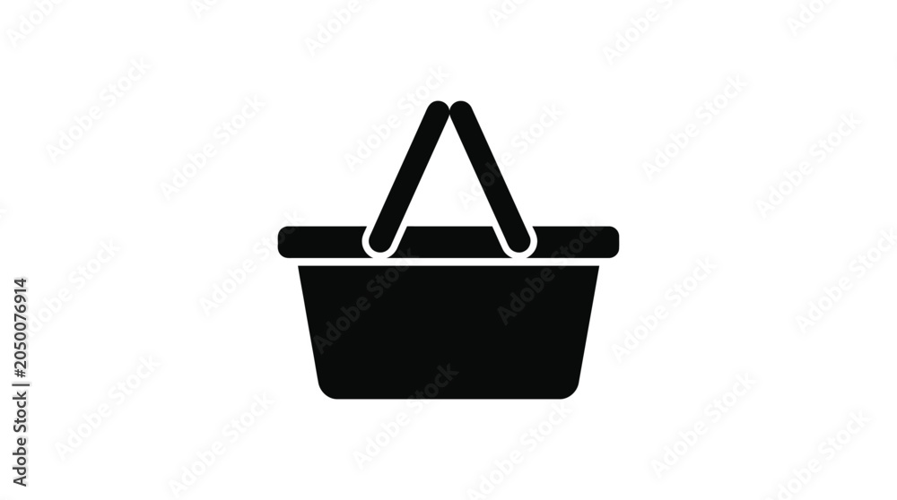 Obraz premium Picnic Basket Silhouette On White Background Minimalist Design