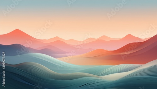 a calming wallpaper showcasing a minimalist landscape with soft gradients and gentle colors