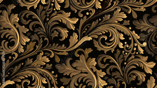 Foto Ornate floral ornament a seamless vector pattern with swirling leaves and golden
