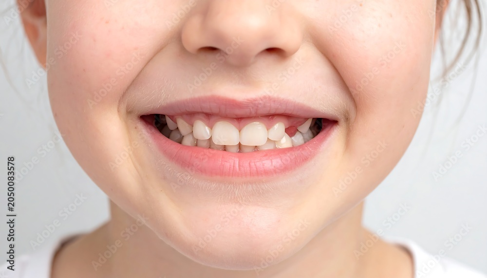 Fototapeta premium A close-up of a smiling person's face, showing their teeth and lips