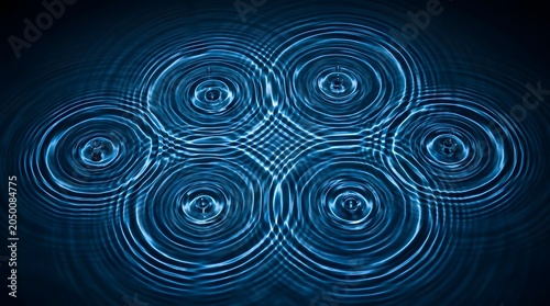Six concentric water ripples colliding on a dark blue surface, a powerful metaphor for the ripple effect, interconnectedness, and how individual actions resonate together