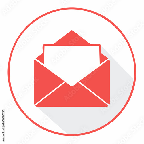 Open red envelope with letter icon