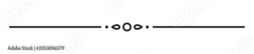 Foto Elegant black horizontal line divider with symmetrical decorative elements for d