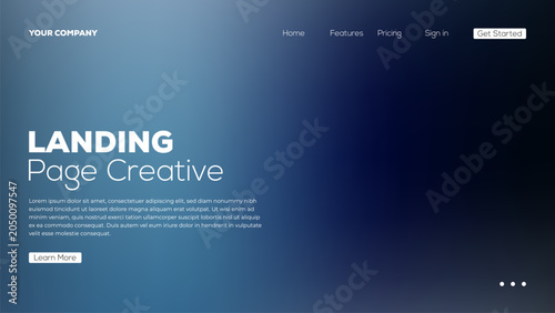 Abstract landing page background creative minimal design gradient color modern geometric shape fluid vector illustration.