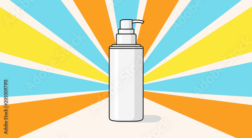 Vector illustration of a white blank pump bottle for liquid soap or cosmetic lotion.