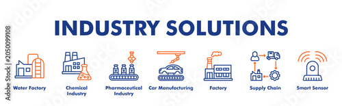 Tableau sur toile INDUSTRY SOLUTIONS web banner icon vector illustration concept with icon of Wate